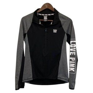 Victoria's Secret Pink Ultimate Half Zip Pullover Jacket, Small, Black/Grey, EUC